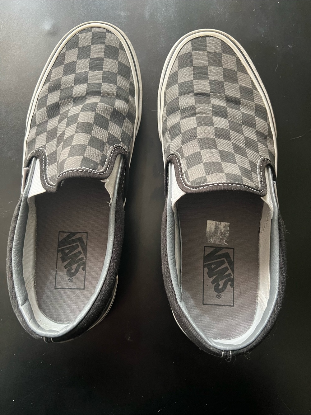 Vans Slip-On Checkerboard Loafers in Black and Gray